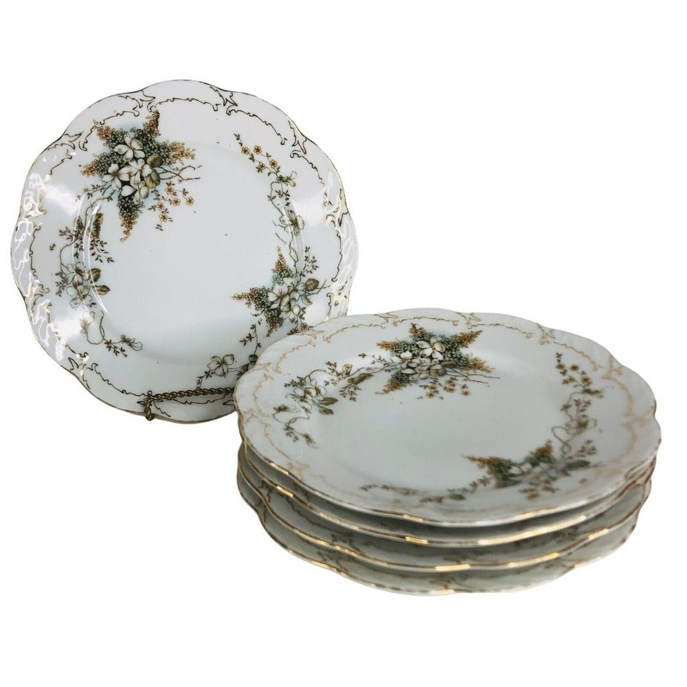 5 Crown Imperial Salad Plates Made Bavaria Germany Floral 7 3/4” CIM18 Porcelain